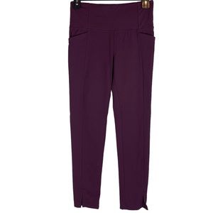 Athleta Mercer 7/8 Tight High Seam Pocket Ankle Slit Leggings Auberge Burgundy